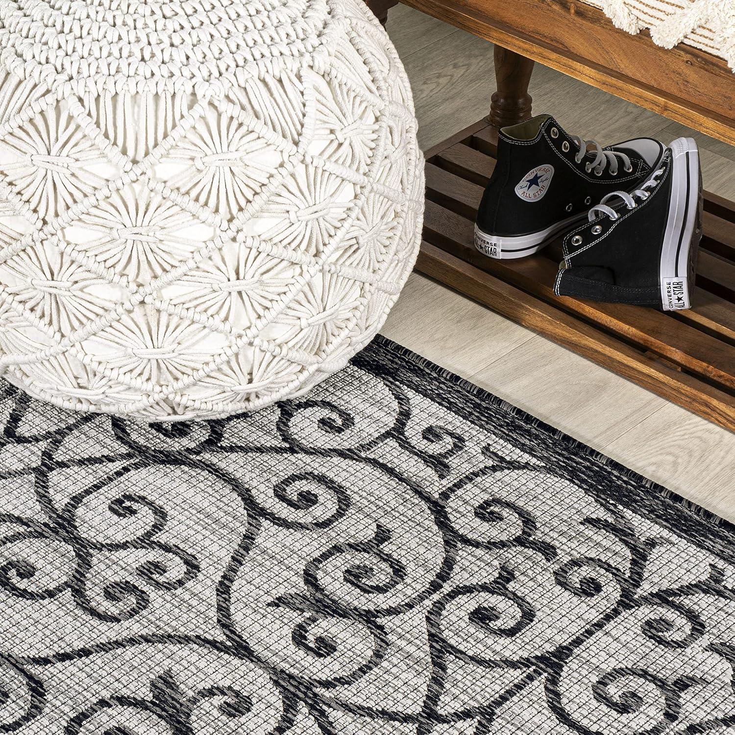 Madrid Vintage Filigree Textured Weave Indoor/Outdoor Area Rug - JONATHAN Y