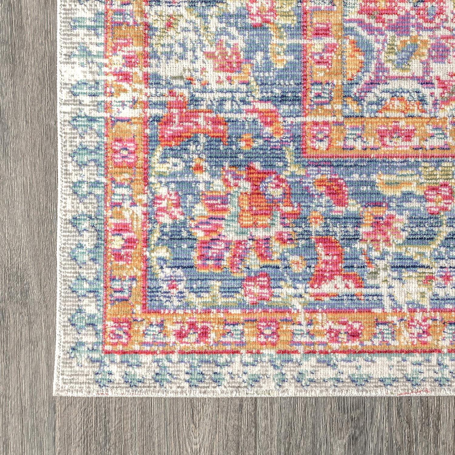 Kilia Blue and Gray Medallion Synthetic Area Rug