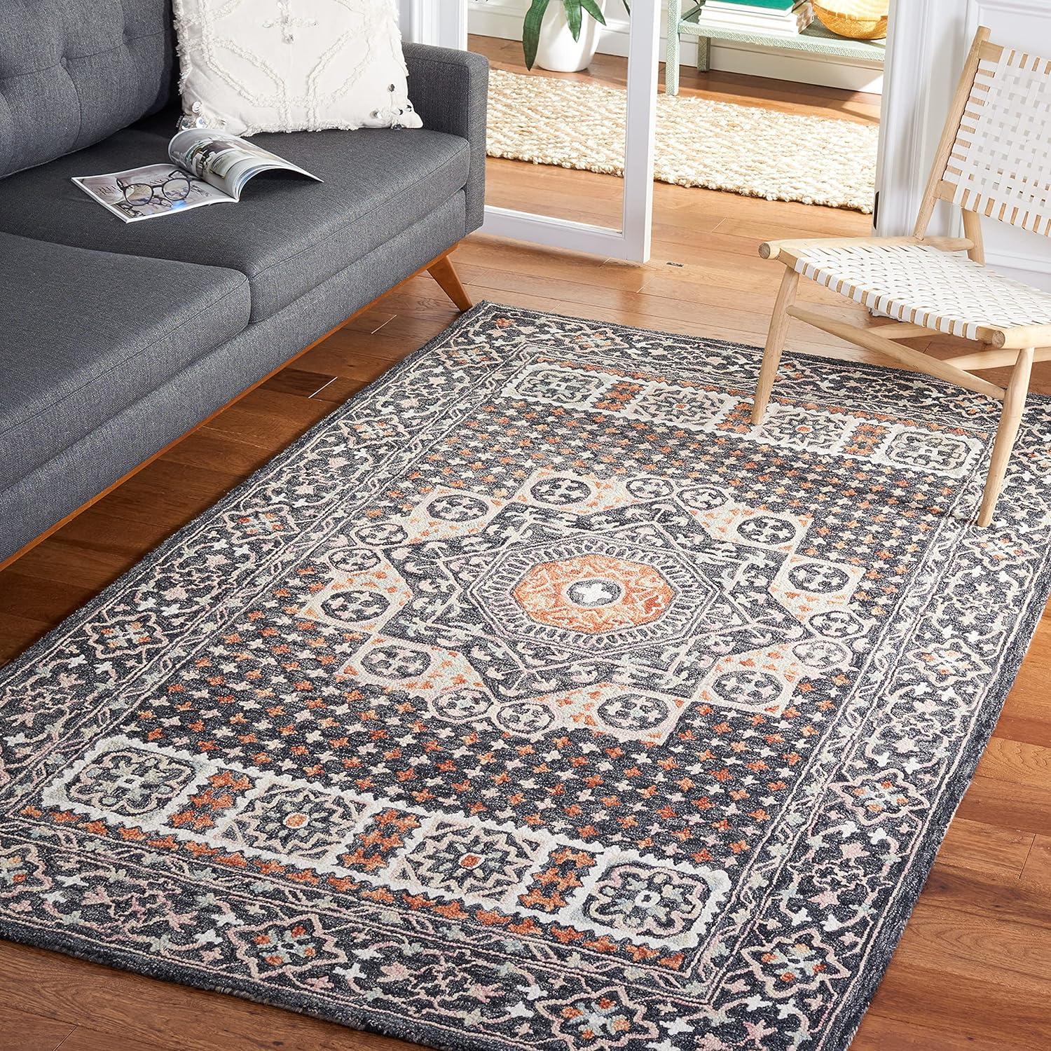 Aspen APN130 Hand Tufted Area Rug  - Black/Rust - 4'x6' - Safavieh.