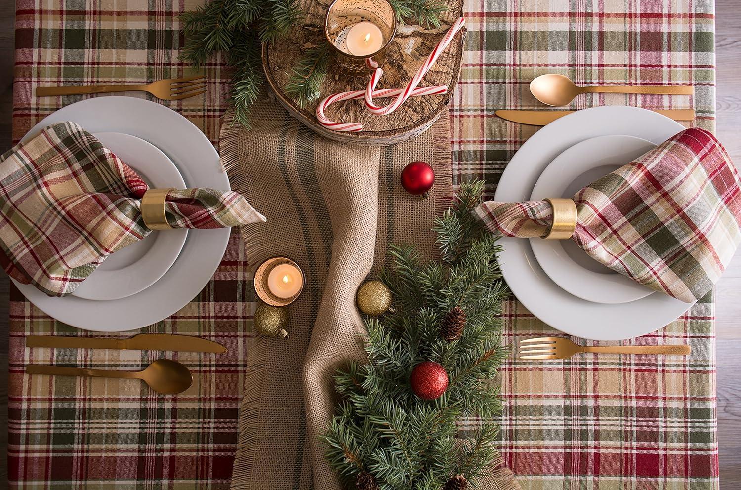 Cozy Picnic Plaid Cotton Thanksgiving Tablecloth 60x84"