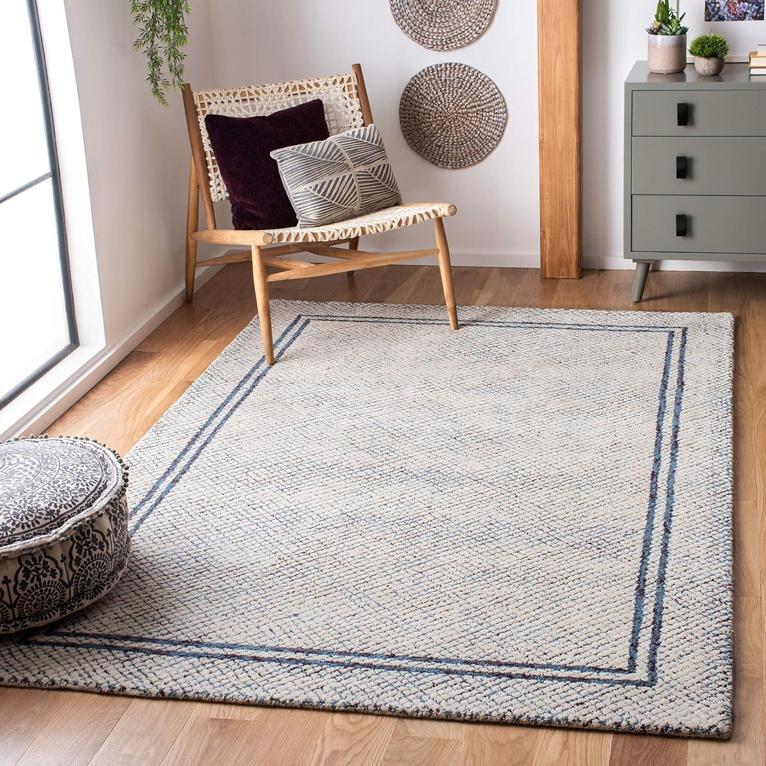 Abstract ABT341 Hand Tufted Area Rug - Ivory/Navy - 8'x10' - Safavieh.