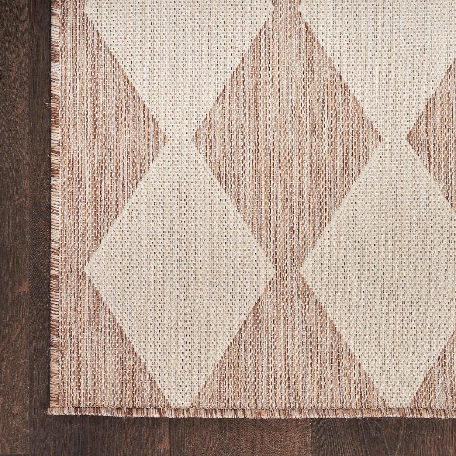 Nourison Positano 8' x 10' Beige Diamond Modern Flatweave Indoor/Outdoor Rug