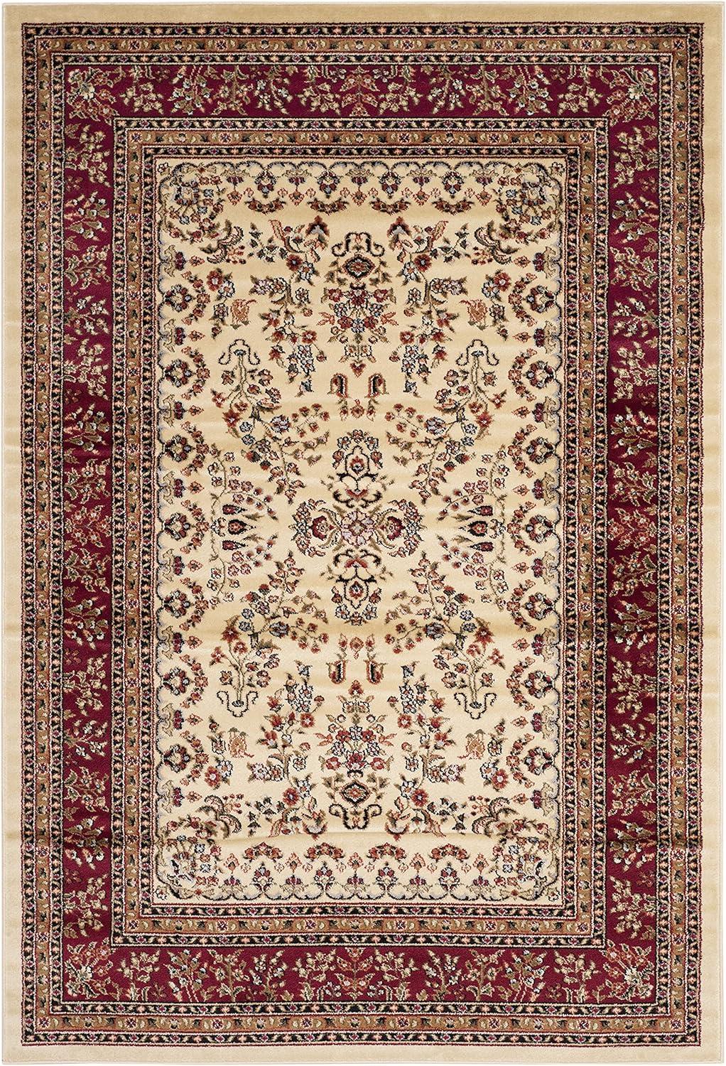 SAFAVIEH Lyndhurst Isadora Traditional Bordered Area Rug, Ivory/Red, 9' x 12'