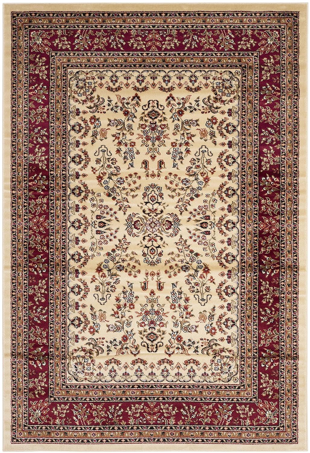 Lyndhurst Sarouk LNH331 Power Loomed Area Rug - Ivory/Red - 4'x6' - Safavieh