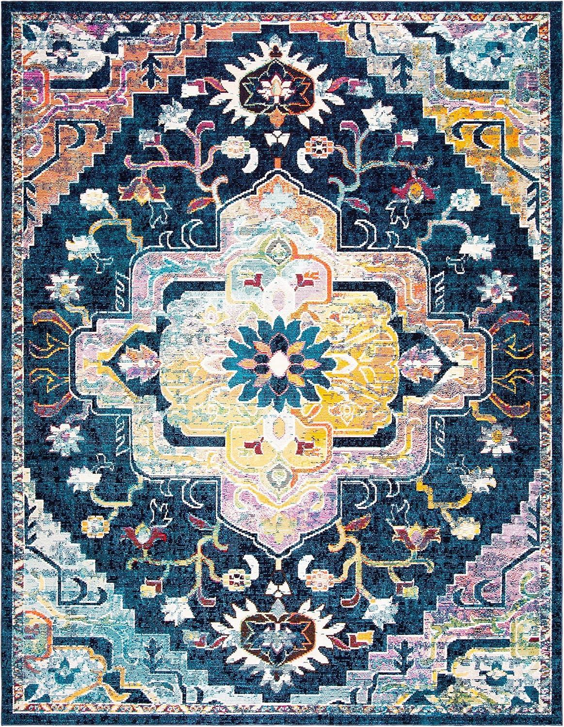 SAFAVIEH Crystal Debra Southwestern Area Rug, Navy/Fuchsia, 10' x 14'