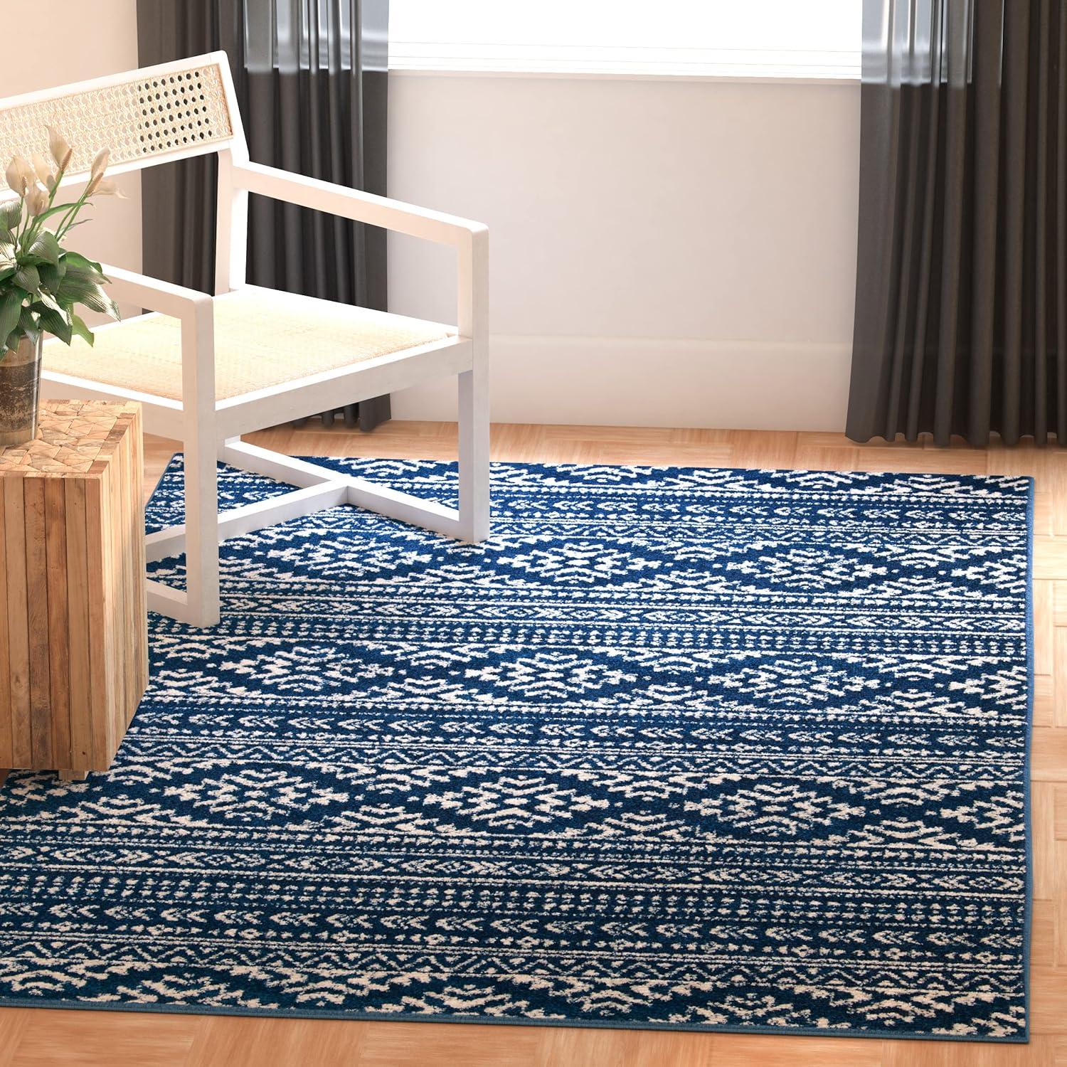 Tulum TUL272 Power Loomed Indoor Area Rug - Navy/Ivory - 5'3"x7'6" - Safavieh