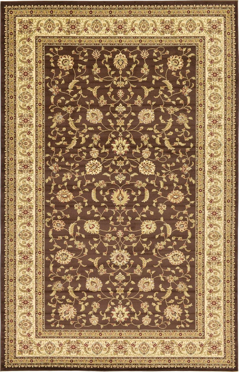 Brown Rectangular Stain-Resistant Synthetic Area Rug