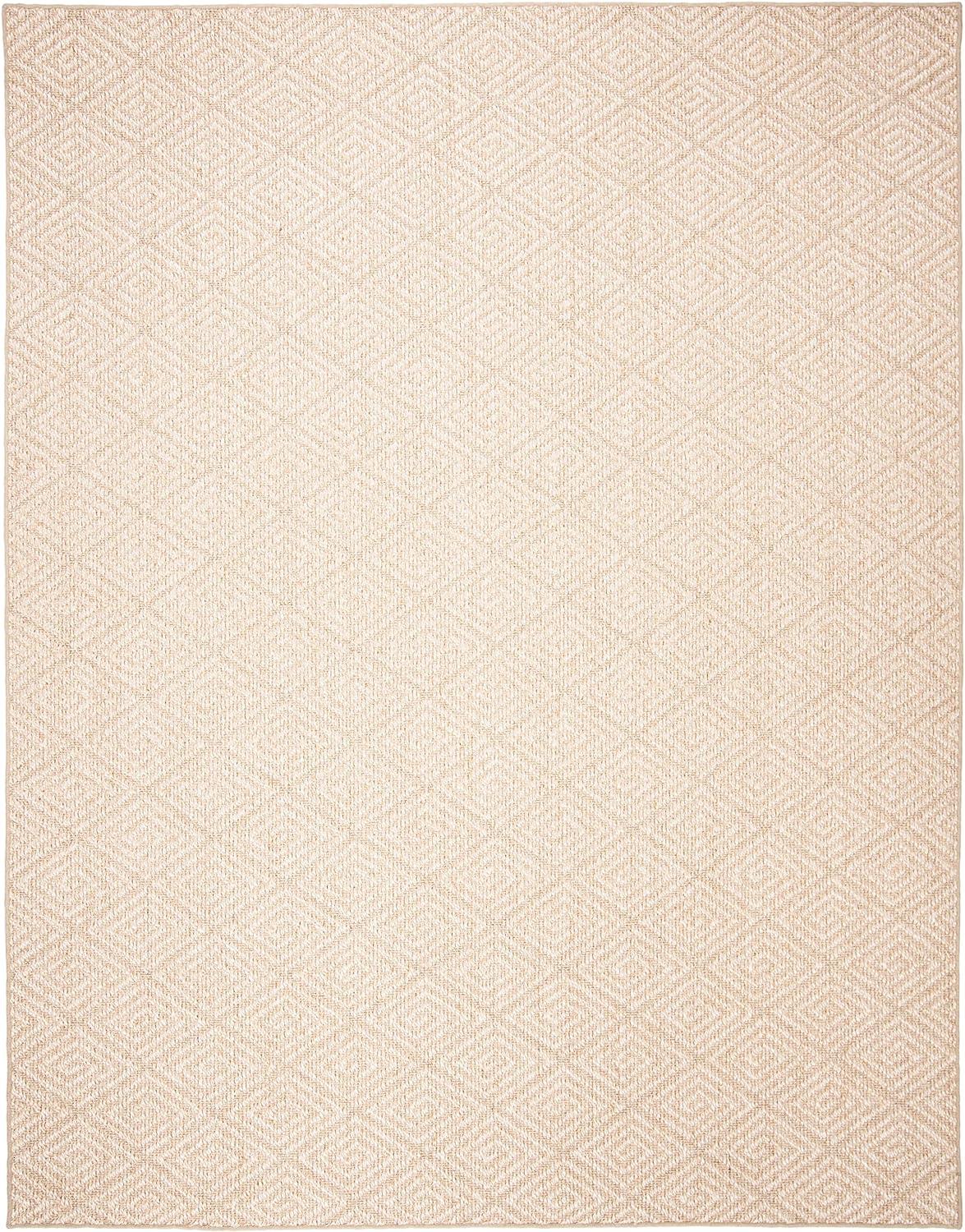 Beige Geometric Flat Woven Synthetic Area Rug 5' x 8'