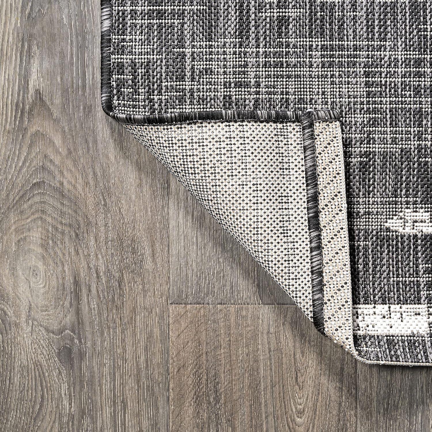 3'x5' Zolak Berber Stripe Geometric Indoor/Outdoor Area Rug, Black/Ivory - JONATHAN Y