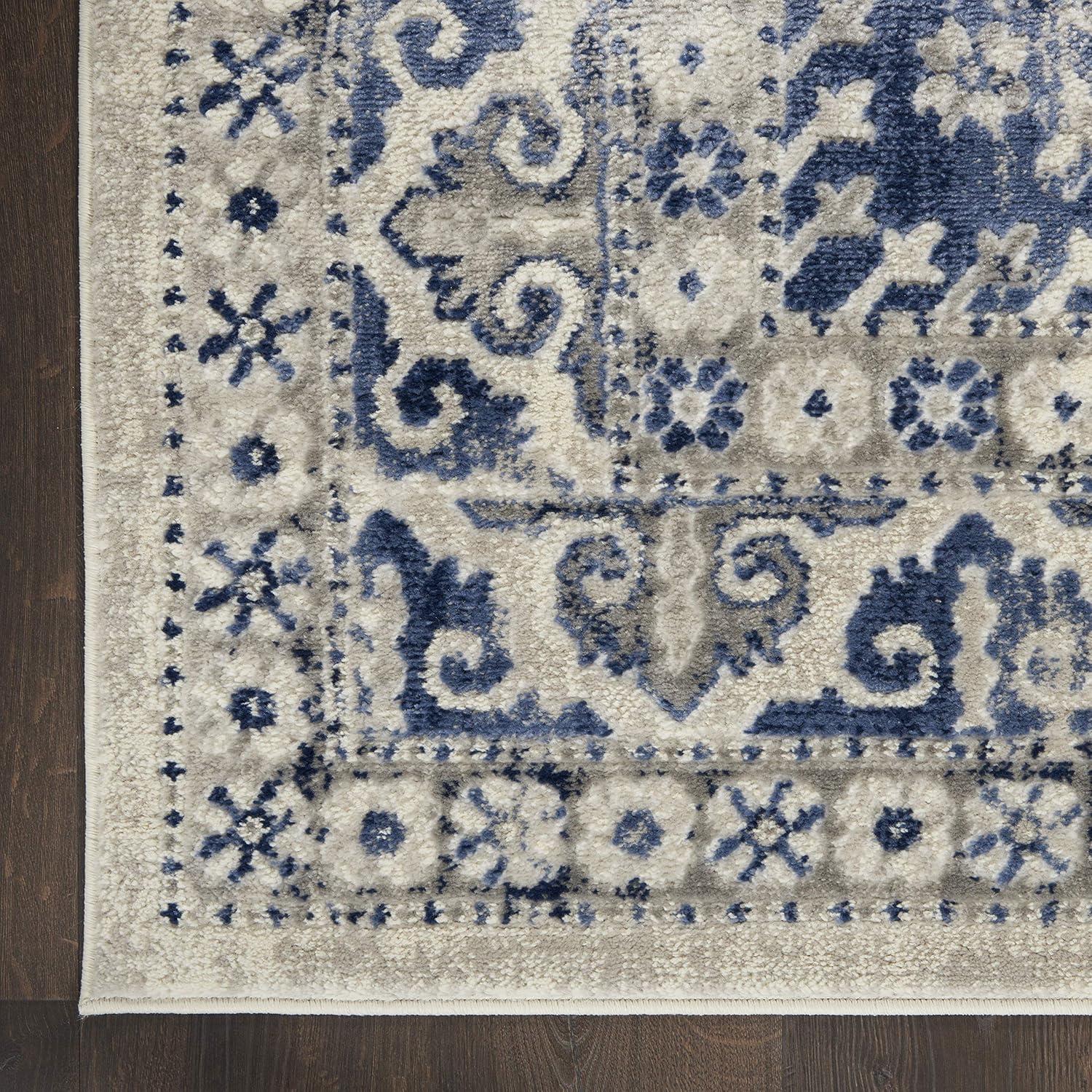 Ivory Blue Cyrus 8' x 10' Synthetic Reversible Area Rug