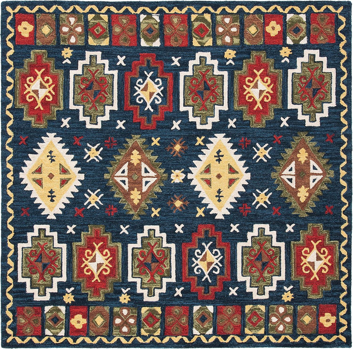Heritage HG353 Hand Tufted Area Rug - Navy/Red - 6'x6' - Safavieh.