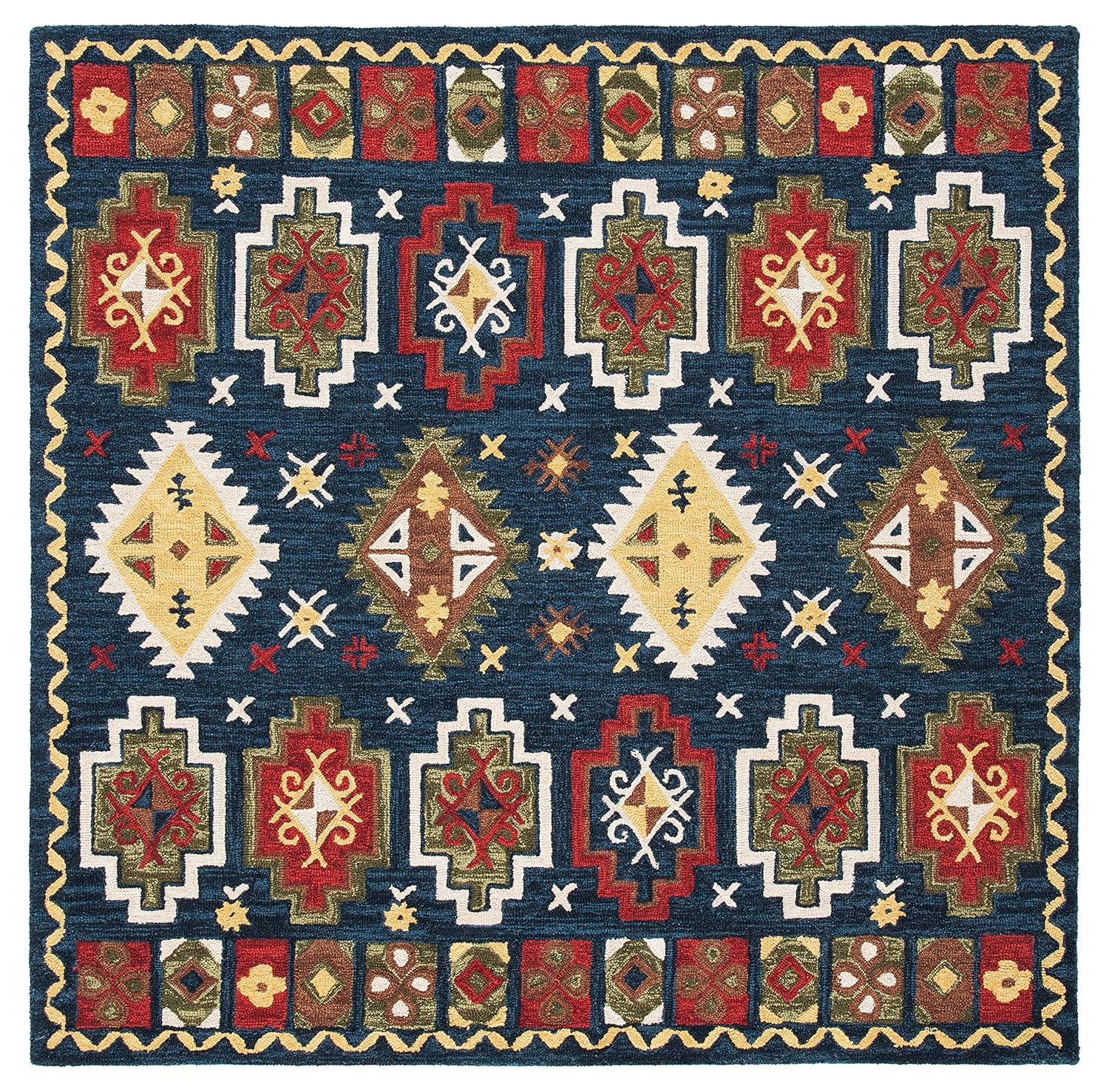 Heritage HG353 Hand Tufted Area Rug - Navy/Red - 6'x6' - Safavieh.