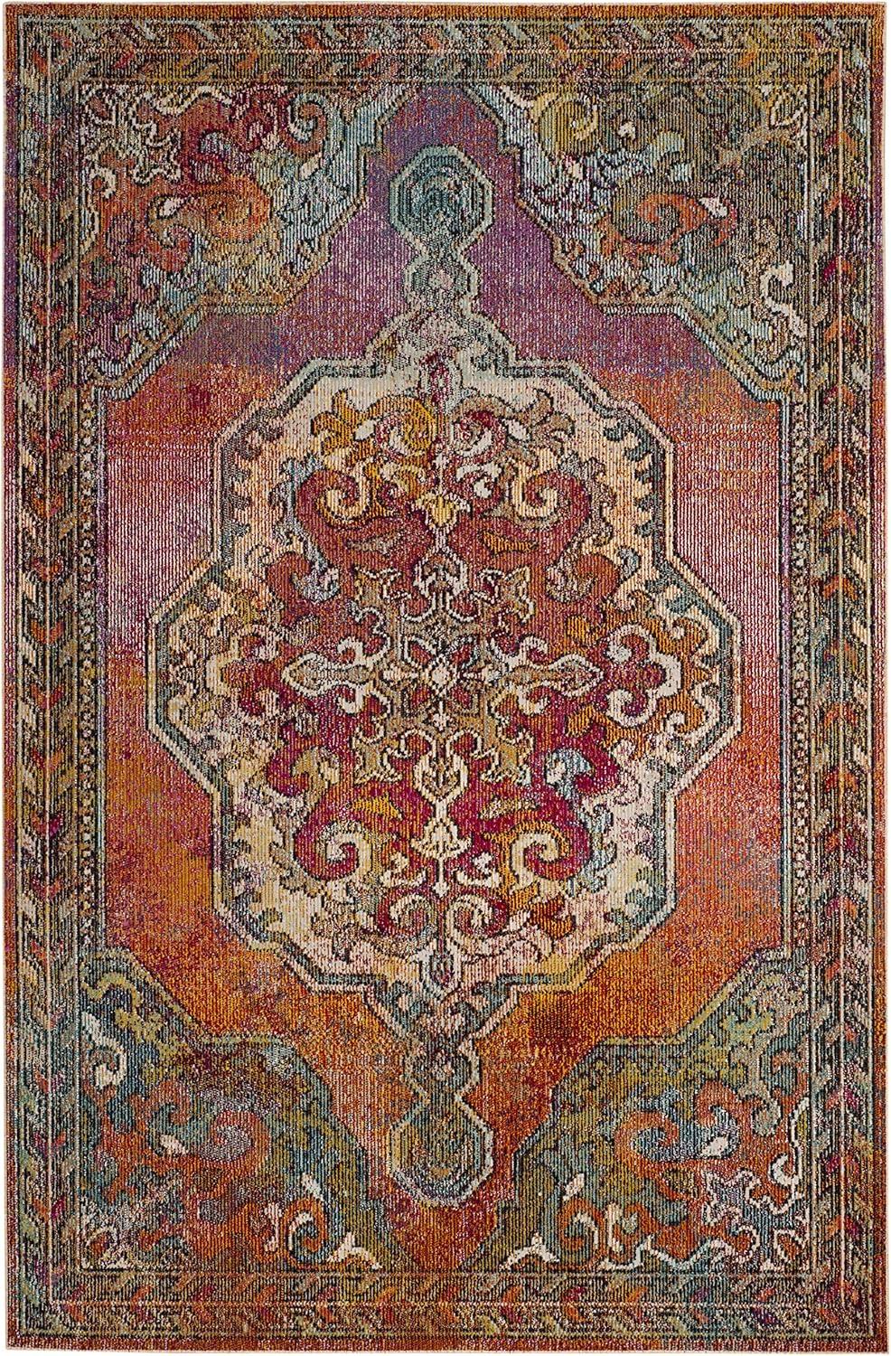 SAFAVIEH Crystal Dean Oriental Area Rug, Orange/Light Blue, 10' x 14'