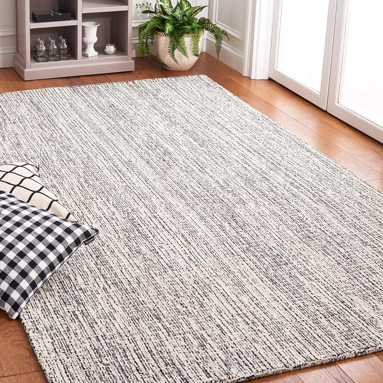 Handmade Tufted Wool Abstract Gray Area Rug, 6' x 9'