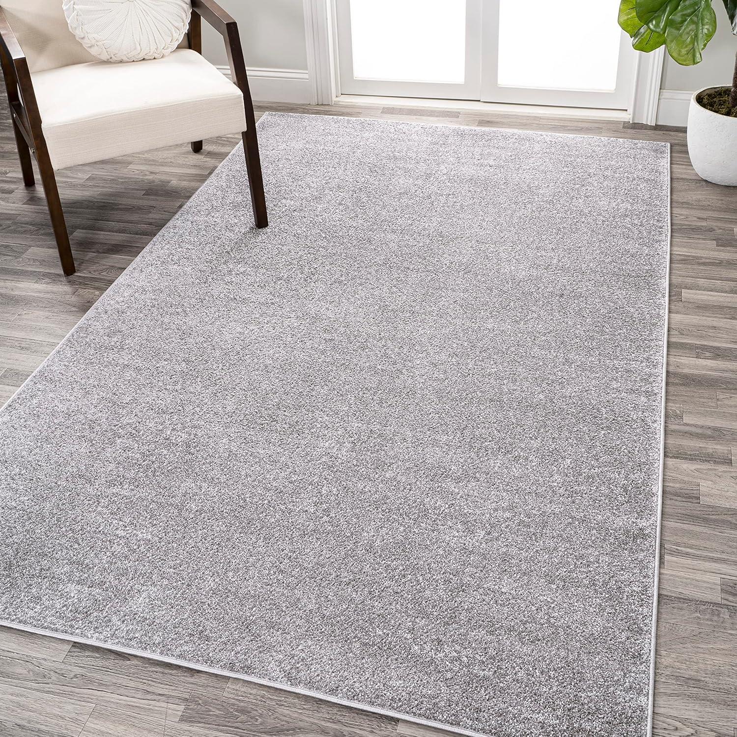 10' X 14' Rectangle Haze Solid Low-Pile Area Rug , Gray - JONATHAN Y