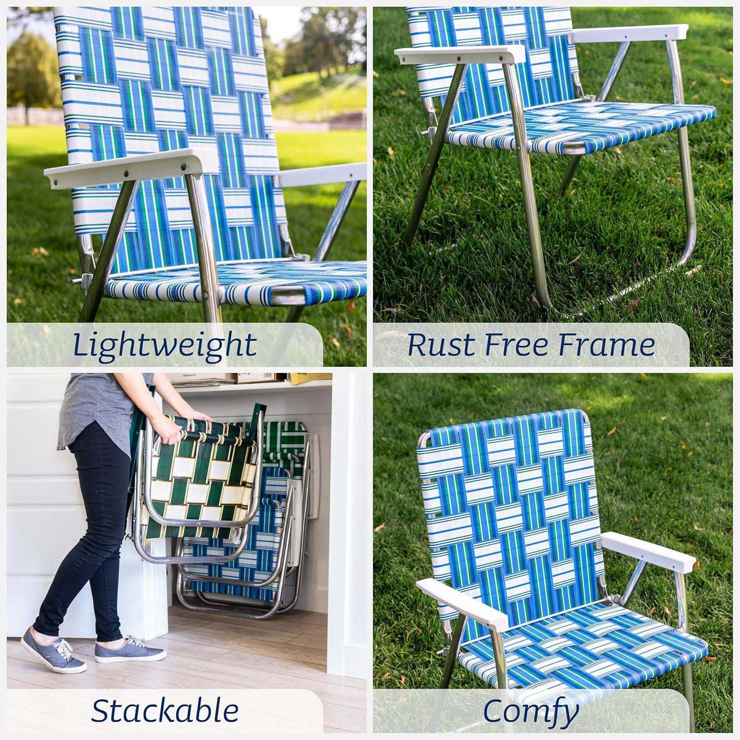 Lawn Chair USA Folding Aluminum Classic Webbed Chair (Orange and White Stripe)