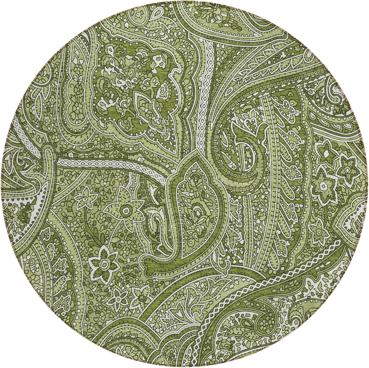 Addison Rugs Chantille ACN623GE 8 X 8 (ft) Green Round Indoor/Outdoor Geometric Machine Washable Area Rug