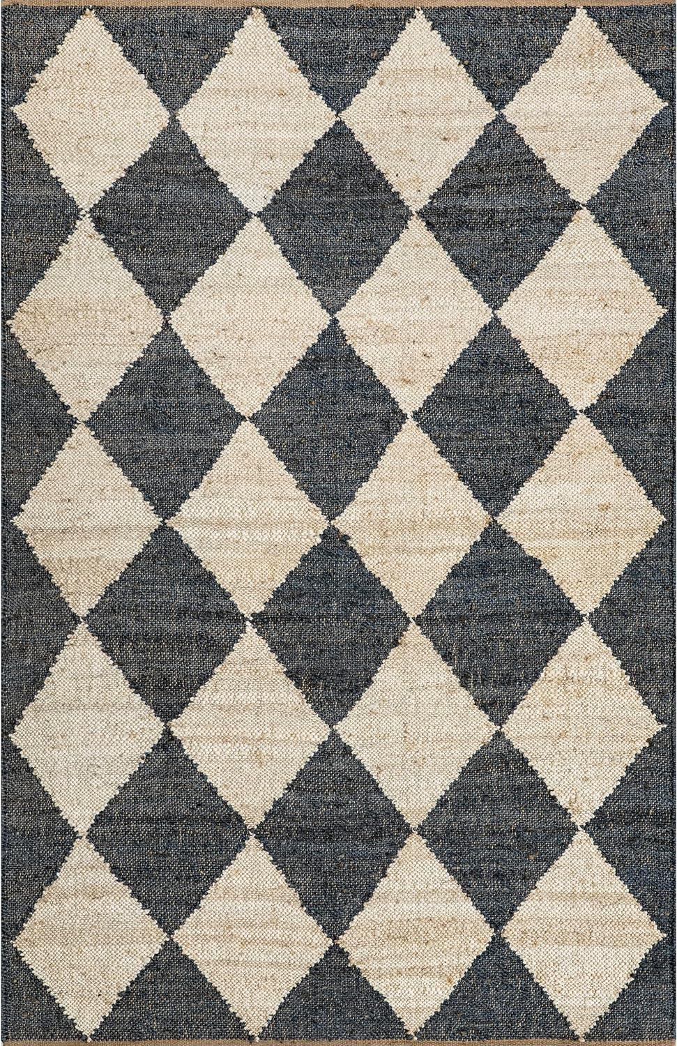 Godelinde Diamond Checkerboard Jute Area Rug