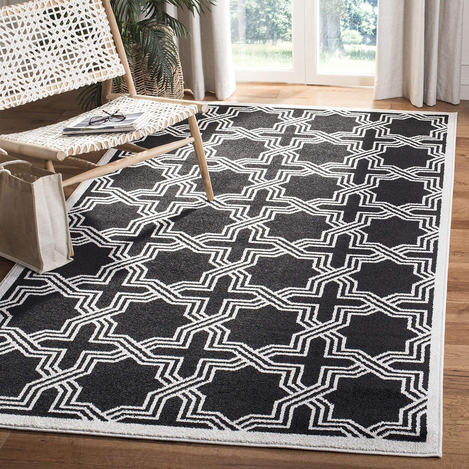 Amherst AMT413 Power Loomed Area Rug - Anthracite/Ivory - 5'3"x8' - Safavieh.