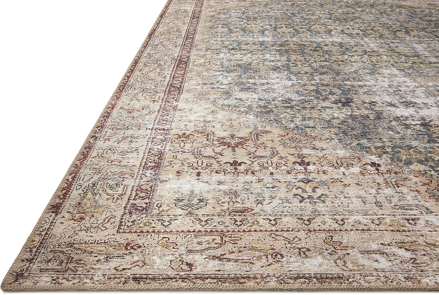 Georgie Teal & Antique 2' x 5' Machine Woven Synthetic Area Rug