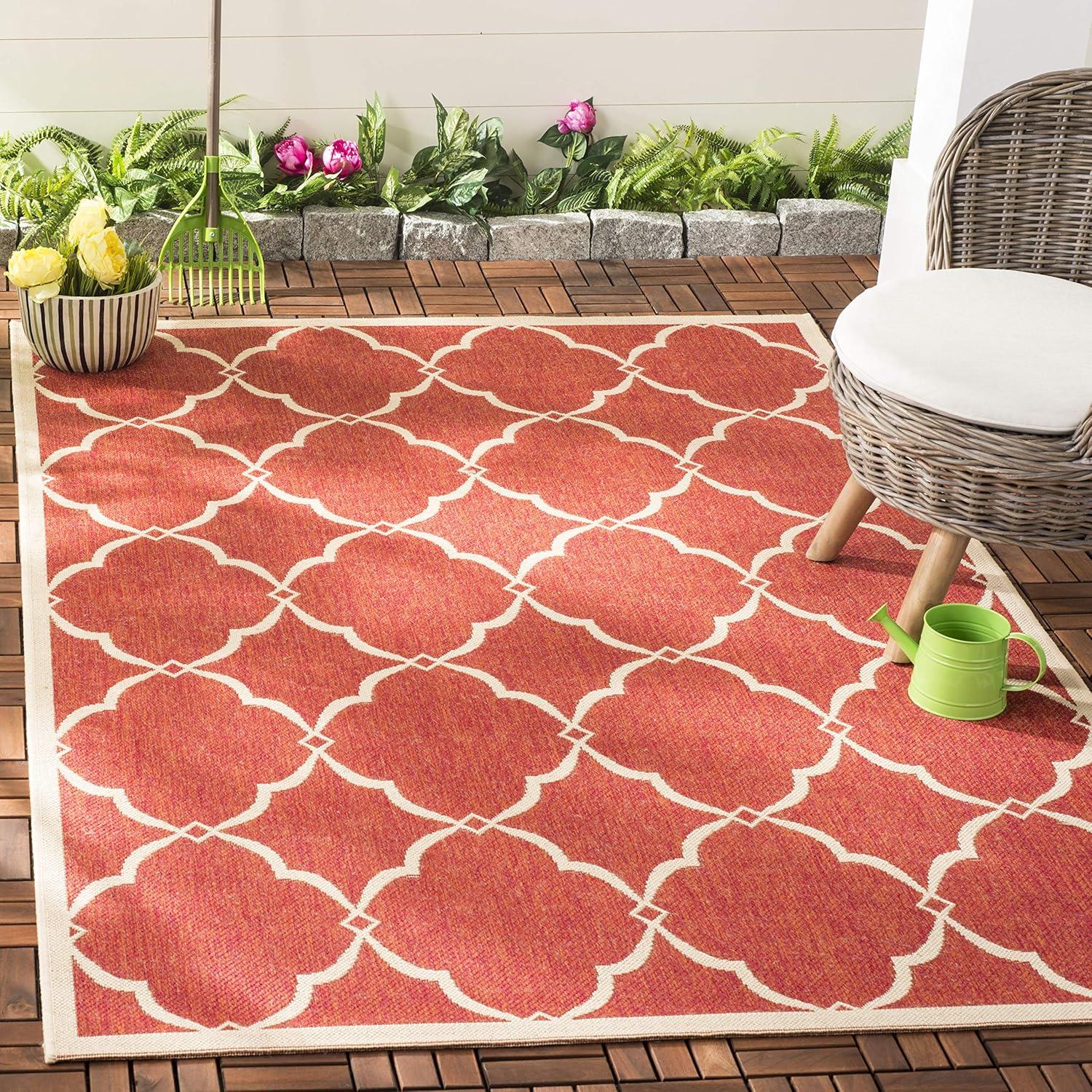 Beach House BHS125 Power Loomed Indoor/Outdoor Accent Rug - Red/Creme - 3'x5' - Safavieh