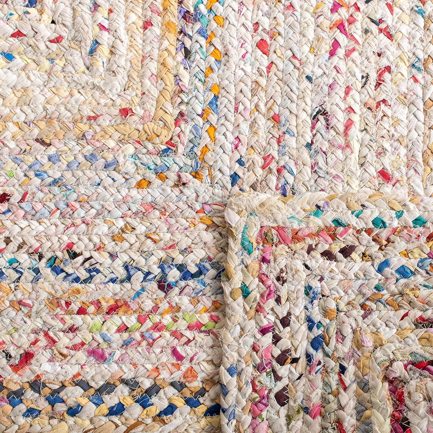 Braided BRD210 Hand Woven Area Rug - Ivory/Multi - 6'x6' - Safavieh.