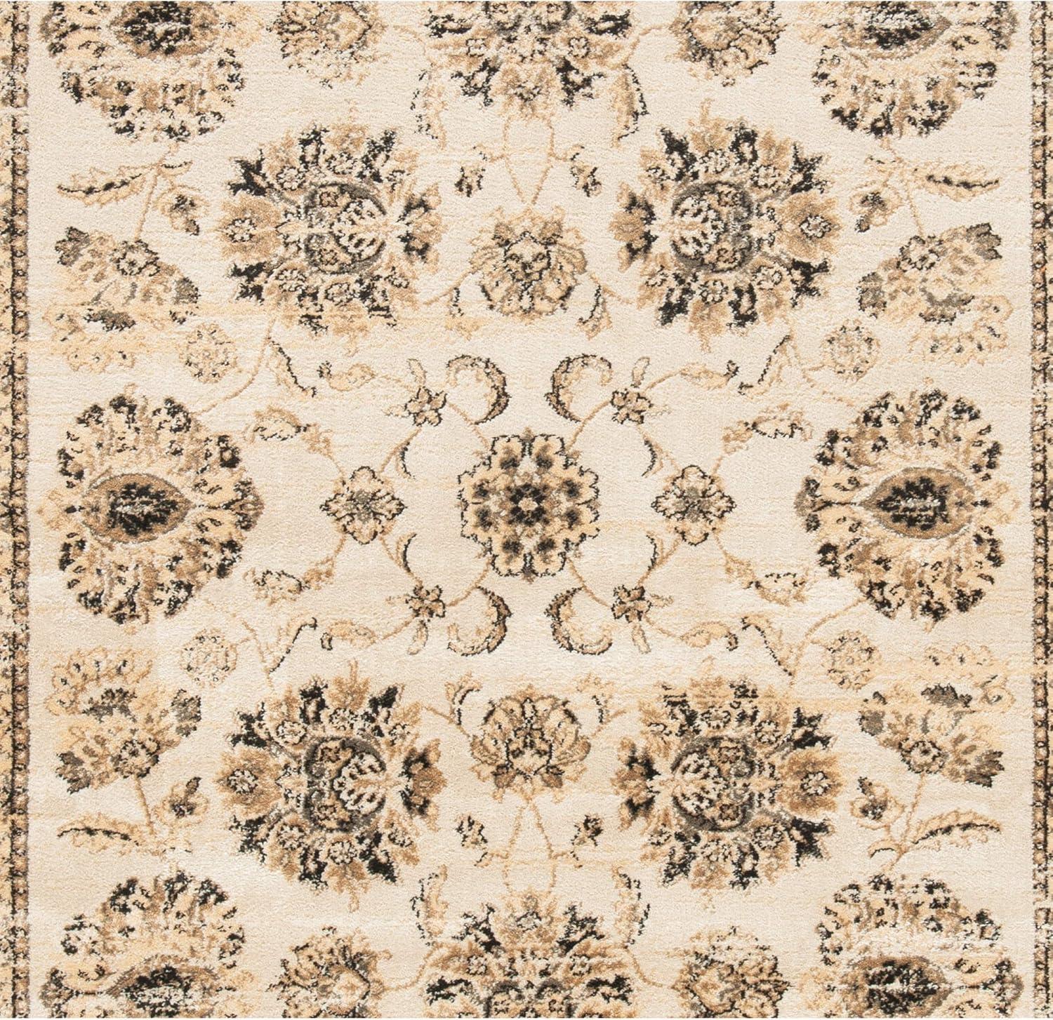 Ivory Viscose Traditional Vintage Rug 4' x 5'7"