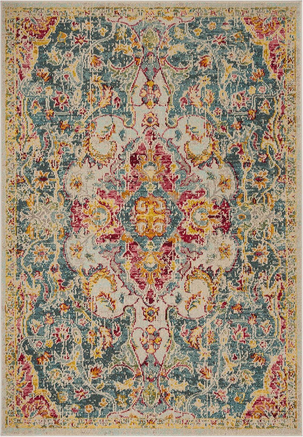 Phoenix PHX156 Power Loomed Accent Rug - Blue/Yellow - 3'x5' - Safavieh.