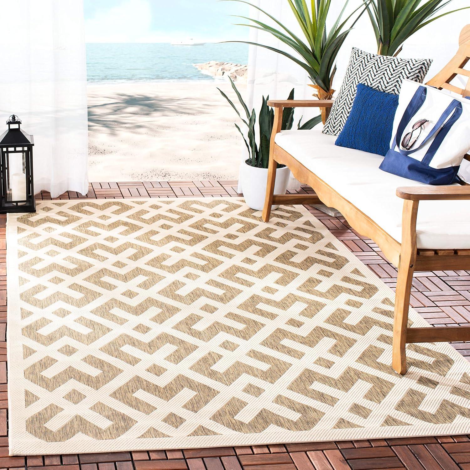 Courtyard CY6915 Power Loomed Indoor and Outdoor Accent Rug - Brown/Bone - 2'7"x5' - Safavieh