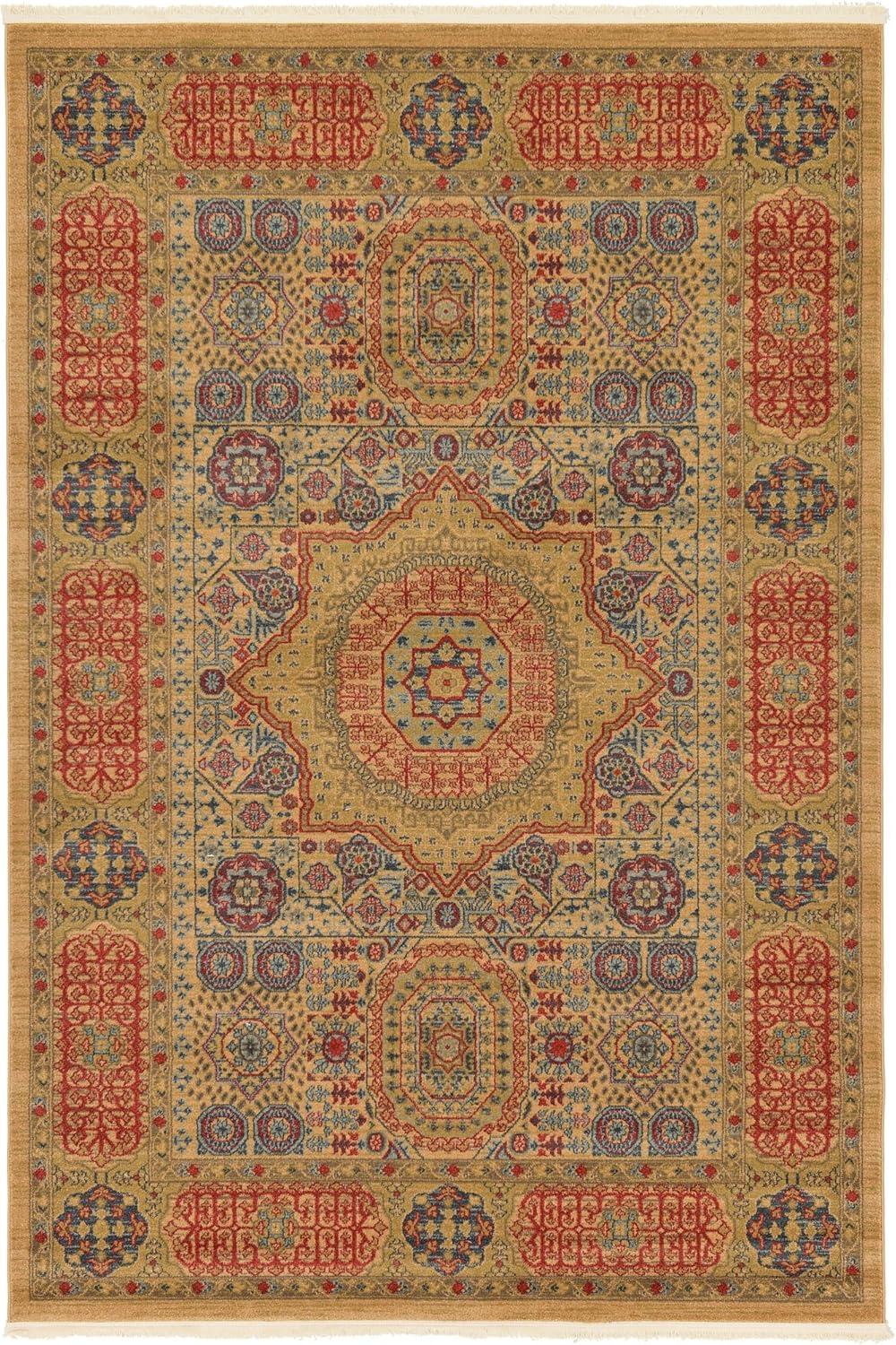 Unique Loom Palace Collection Area Rug - Amber (6' 1" x 9' Rectangle Light Blue/Light Brown)
