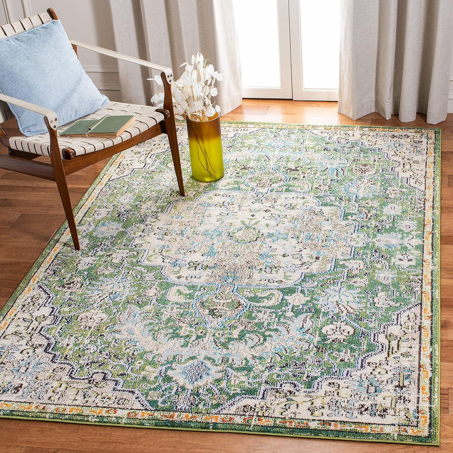 Madison MAD447 Power Loomed Area Rug - Green/Turquoise - 5'x5' - Safavieh.