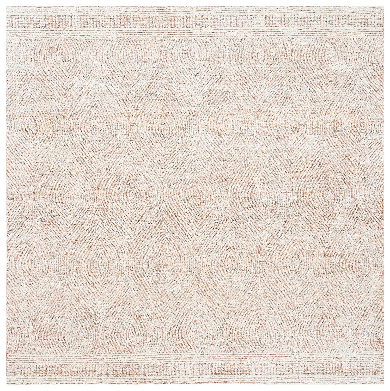 Abstract ABT340 Handmade Indoor Area Rug - Ivory/Rust - 6'x6' - Safavieh