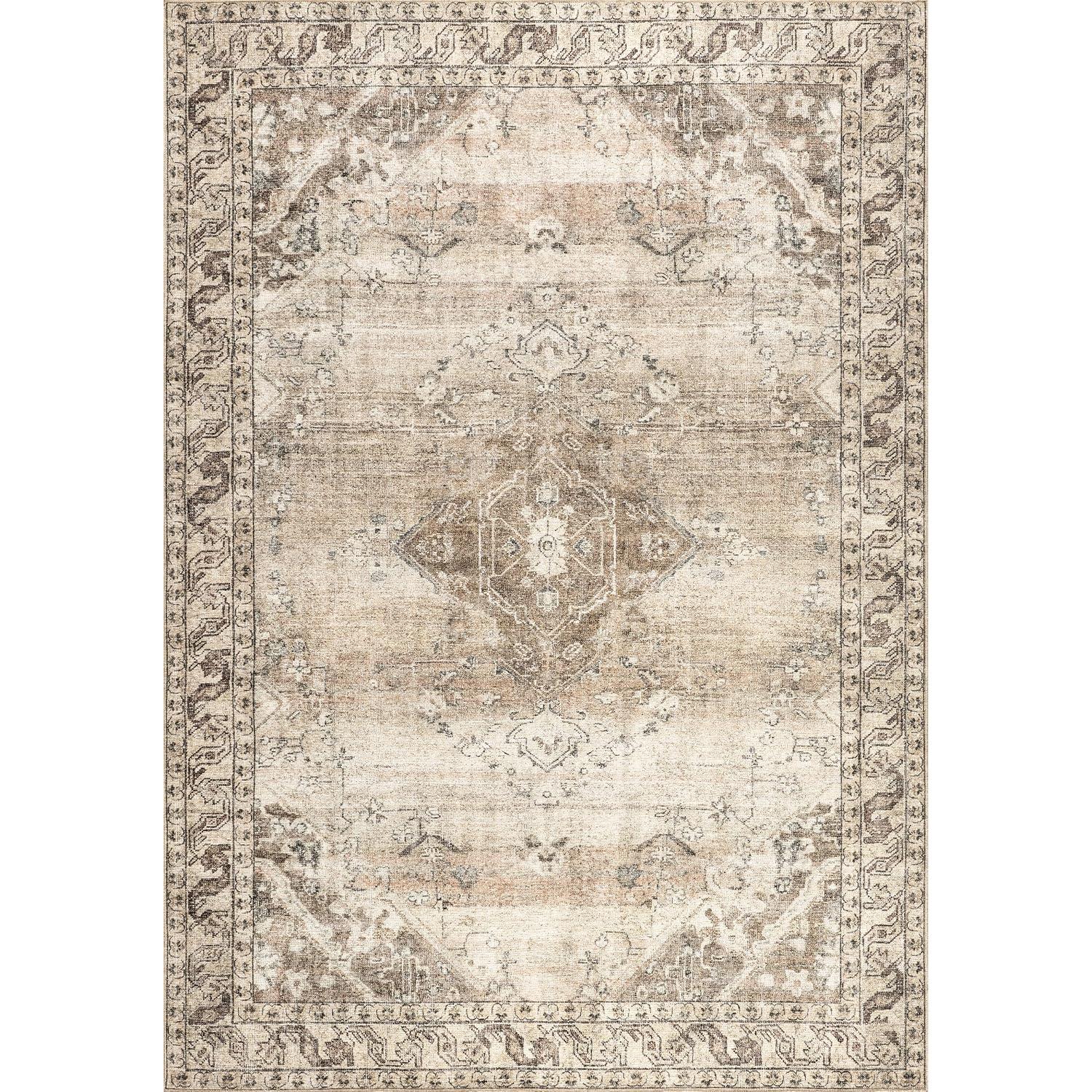 Nuloom Hillstone Collection Ahmeira Traditional Vintage Medallion Area Rug, 10' x 13', Beige
