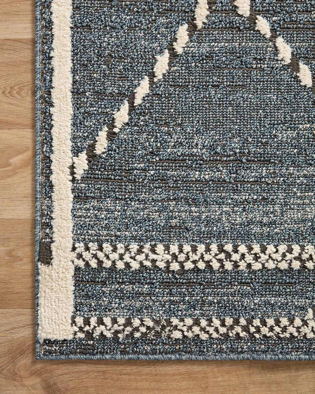 Elegant Diamond Motif Charcoal & Greige Wool-Blend Runner Rug