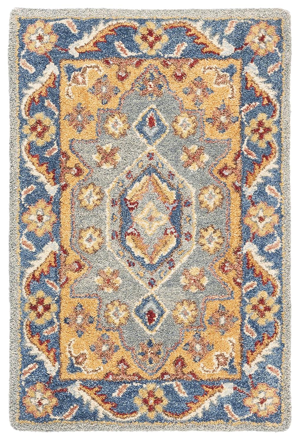 Antiquity AT504 Hand Tufted Area Rug - Blue/Gold - 6'x9' - Safavieh.