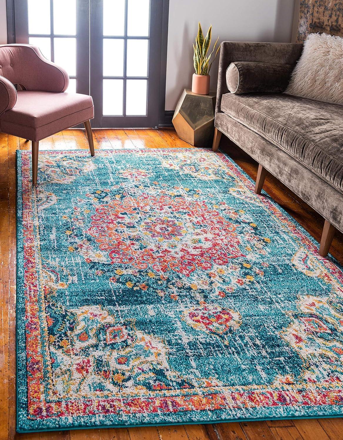 Unique Loom Penrose Collection Area Rug - Alexis (7' 10" x 10' Rectangle Blue/Gray)