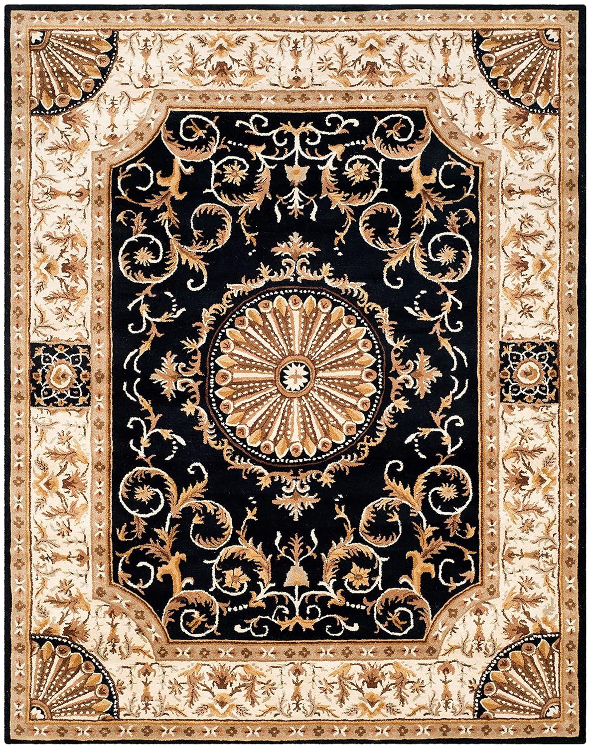 SAFAVIEH Empire Naira Oriental Wool Area Rug, Black/Ivory, 7'6" x 9'6"