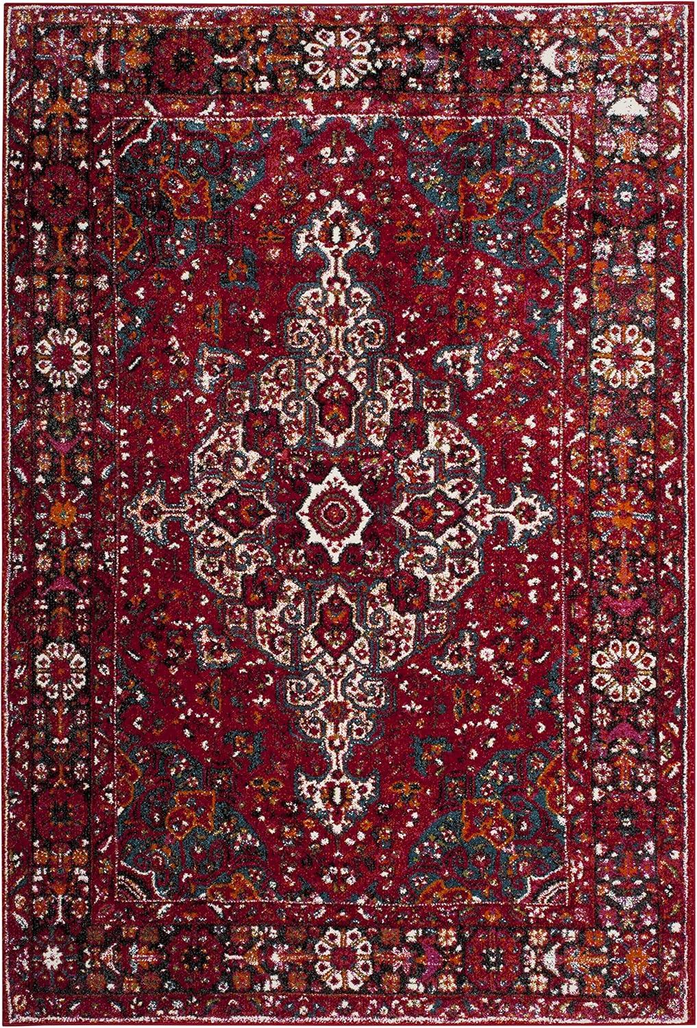 Elysian Red & Multi Round Oriental Accent Rug, 47" Synthetic