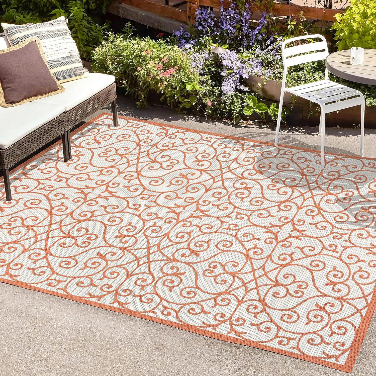 Madrid Vintage Filigree Textured Weave Indoor/Outdoor Area Rug - JONATHAN Y