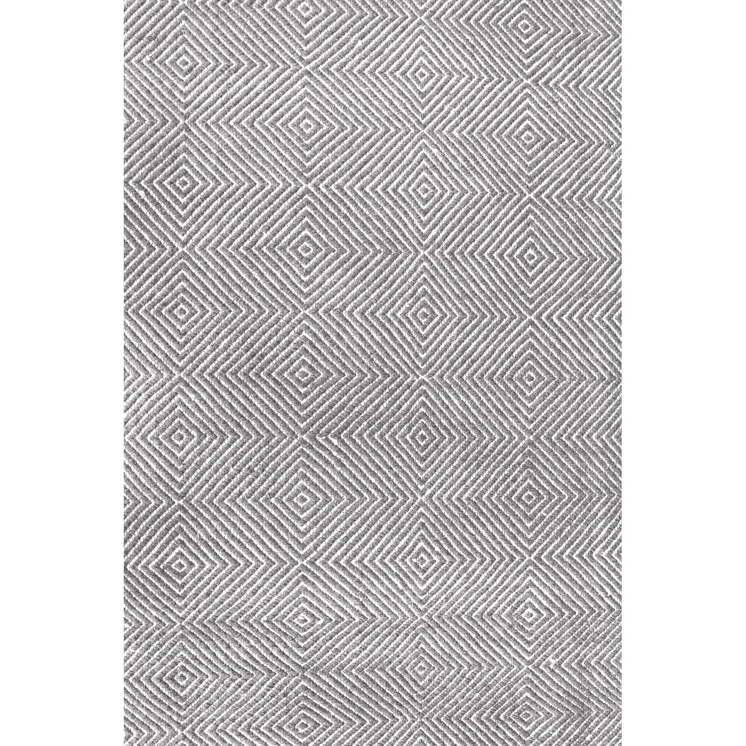 Gray Geometric Handmade Wool Tufted Rug, 5x8 Feet