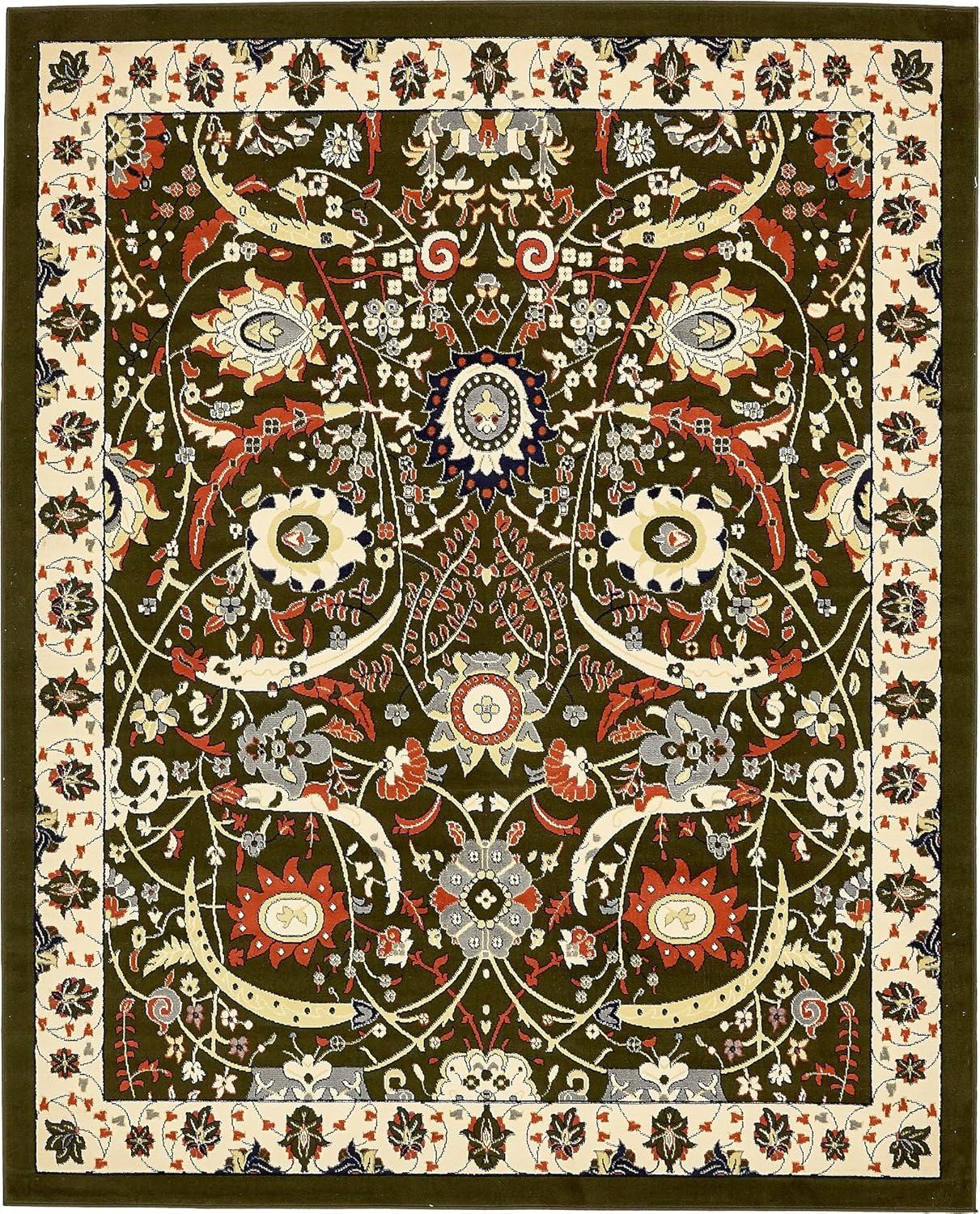 Rugs.com Neda Collection Rug – 8' x 10' Green Low Rug Perfect For Living Rooms, Large Dining Rooms, Open Floorplans