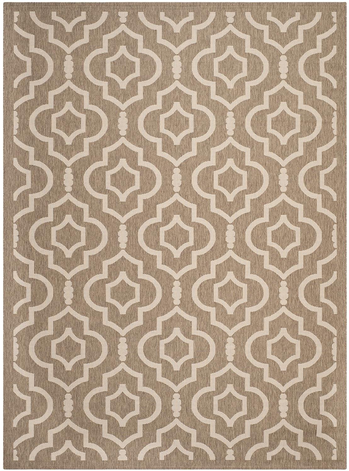 Courtyard CY6926 Power Loomed Indoor and Outdoor Area Rug - Brown/Bone - 4'x5'7" - Safavieh