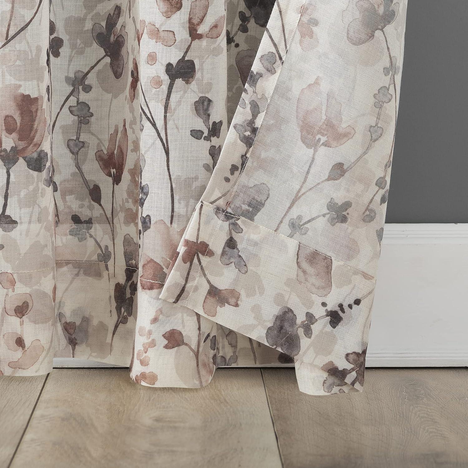 Scott Living Jessa Linen Blend Floral Semi-Sheer Rod Pocket Single Curtain Panel & Reviews | Wayfair