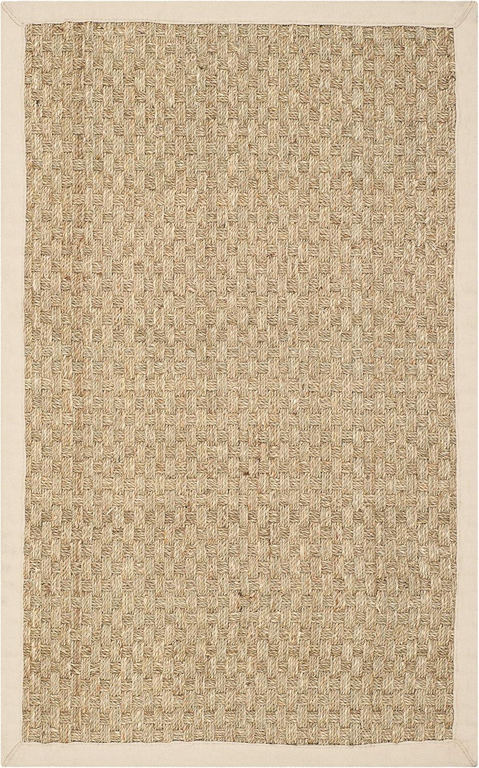 Handwoven Natural Beige Cotton & Synthetic 2'6" x 4' Area Rug