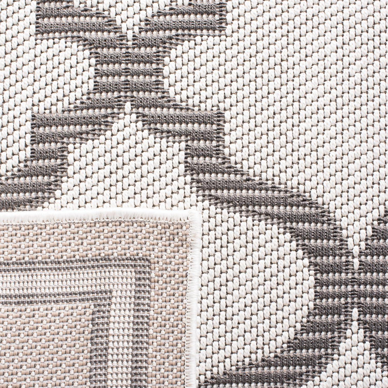 Bermuda BMU810 Power Loomed Indoor/Outdoor Machine Washable Area Rug - Ivory/Grey - 6'7" Round - Safavieh