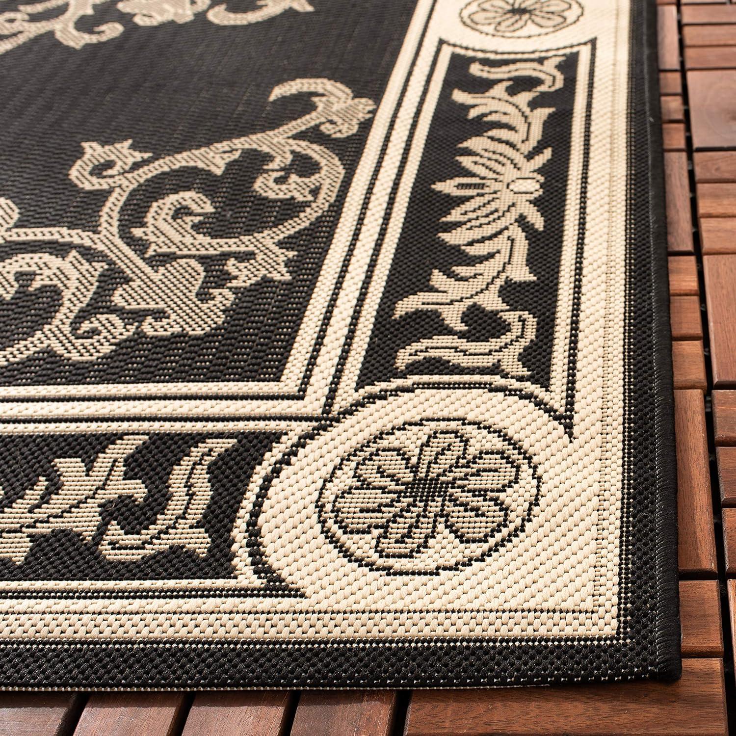 Safavieh Courtyard Cynthia Floral Indoor/Outdoor Indoor/Outdoor Area Rug, 5'3" x 7'7", Black/Sand