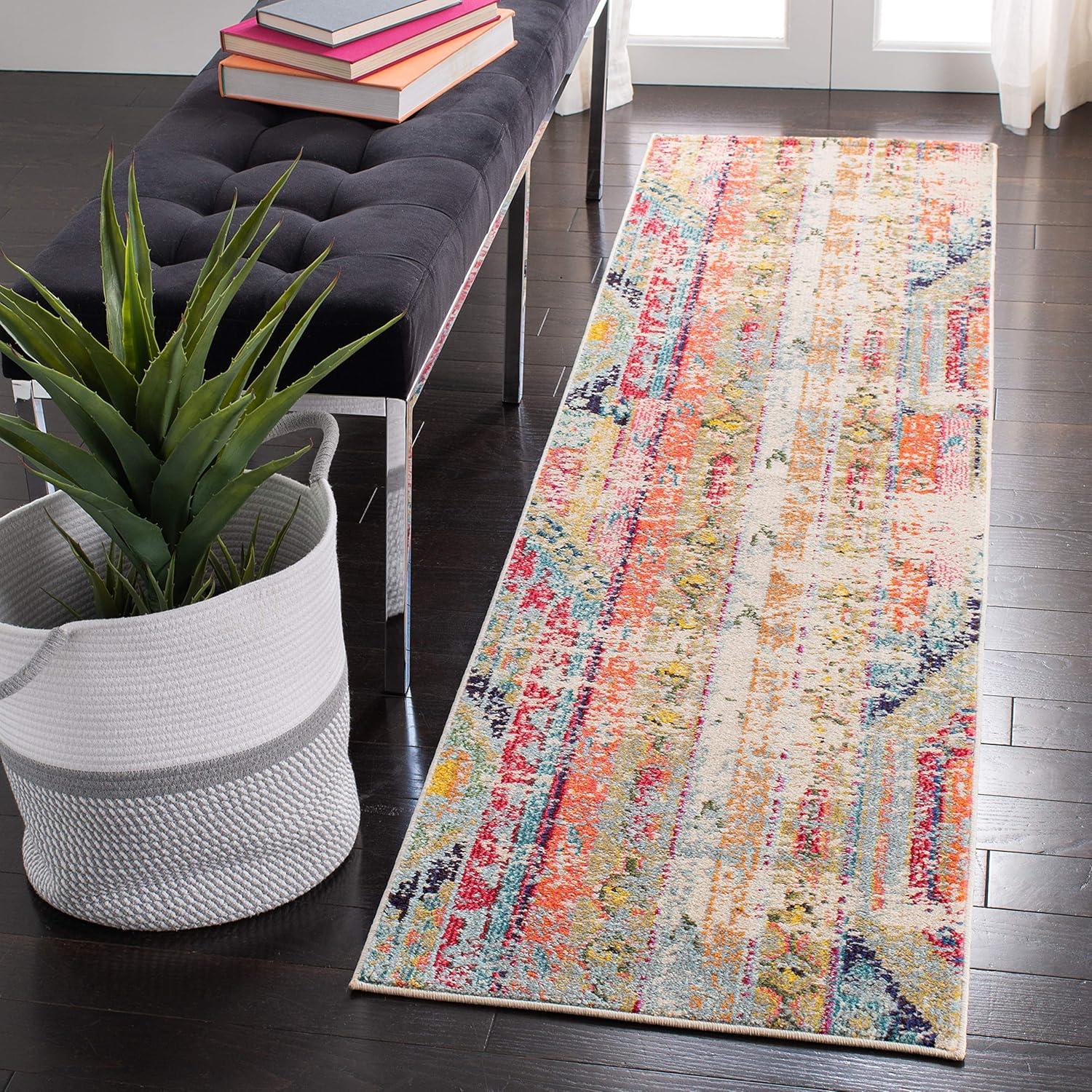 Metro-Mod Chic Blue & Orange Overdyed Runner Rug - 2'2" x 8'