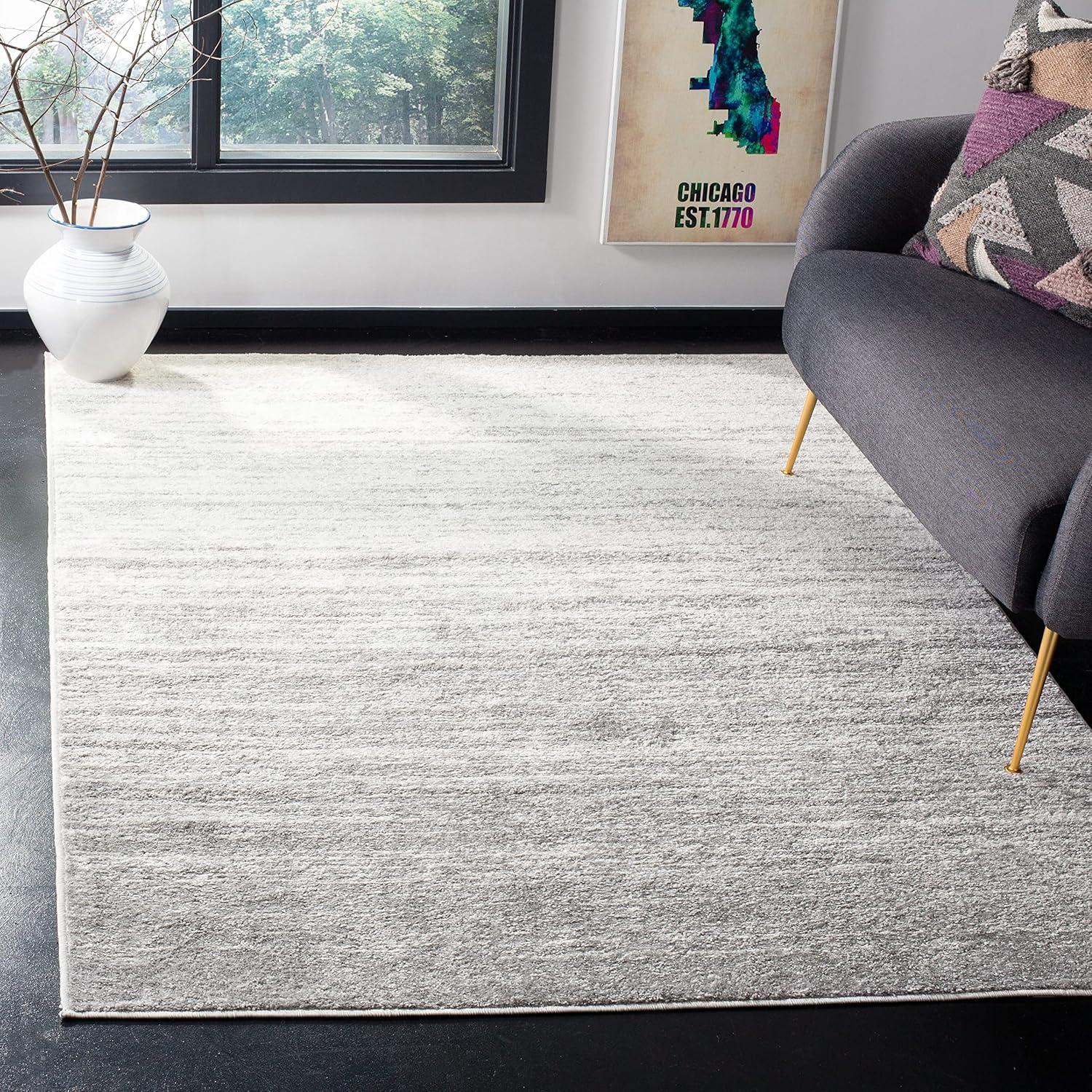 SAFAVIEH Adirondack Esmond Abstract Area Rug, Ivory/Silver, 3' x 3' Square