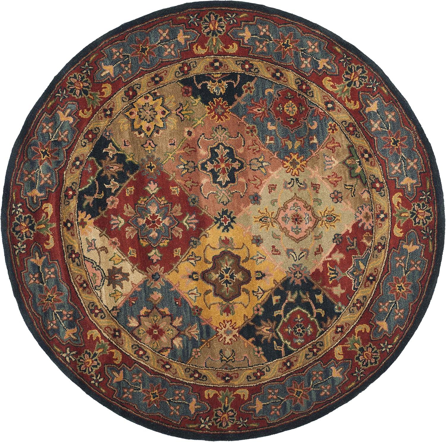 SAFAVIEH Heritage Trudi Traditional Wool Area Rug, Red/Multi, 10' x 10' Round