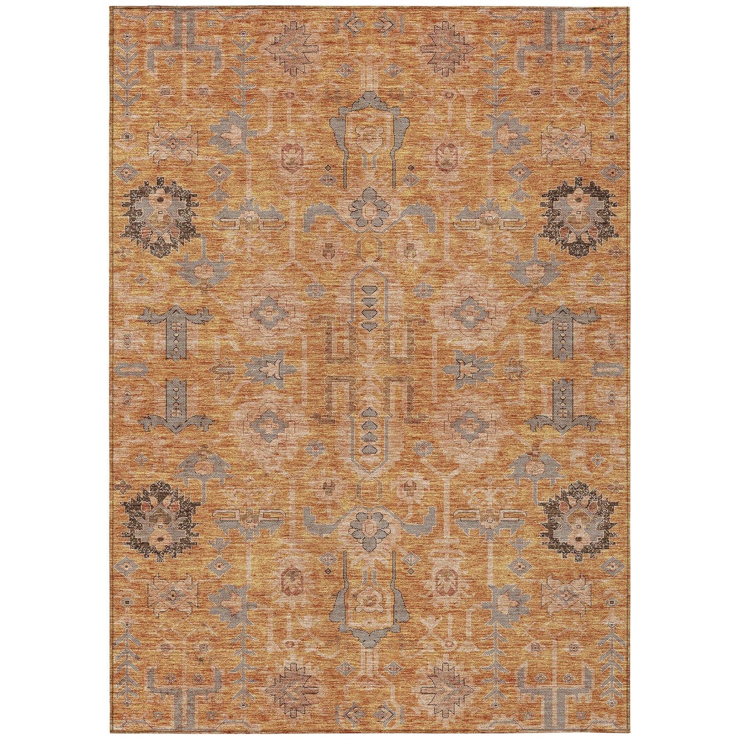 Terracotta Synthetic Flat Woven Rectangular Indoor Outdoor Rug